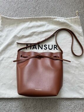 Mansur Gavriel Chestnut Brown Leather Drawstring Bucket Bag